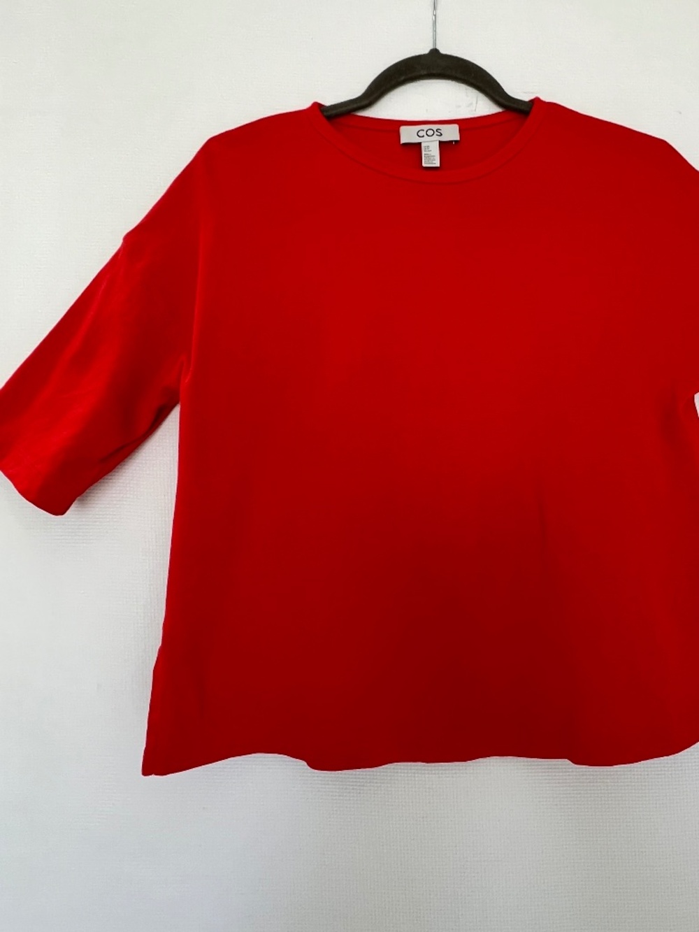 COS Bright Red Boxy Oversized Short Sleeve Cotton Knit Top T-Shirt S